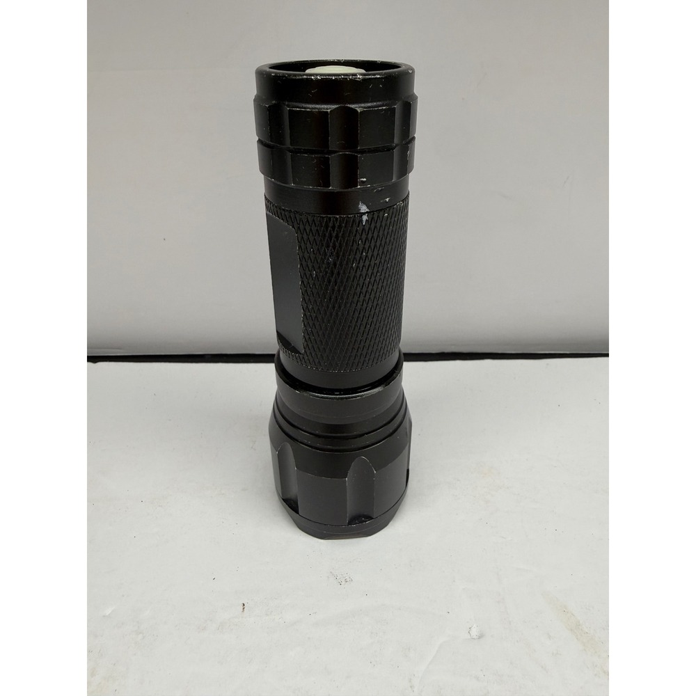 Tactical LED Flashlight Black Aluminum Knurled Grip Strike Bezel Handheld Light